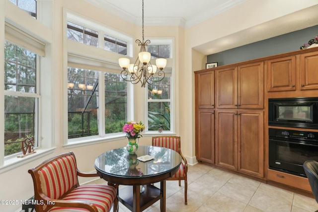 interior space featuring plenty of natural light and an inviting chandelier