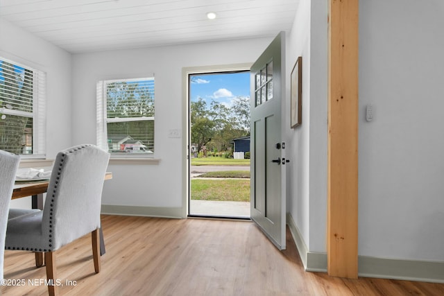 doorway featuring light hardwood / wood-style floors