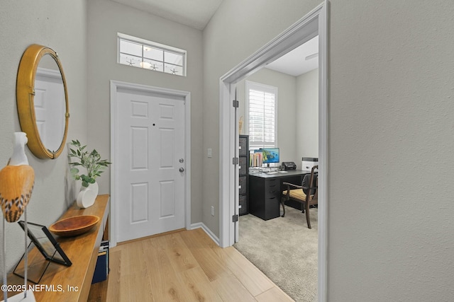 entrance foyer with light hardwood / wood-style floors