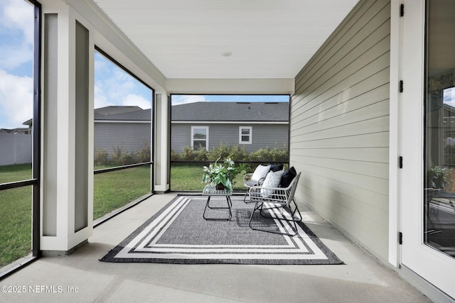 view of unfurnished sunroom