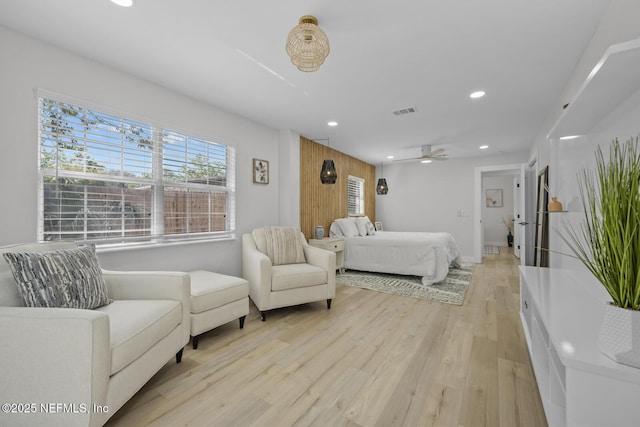 bedroom with light wood-type flooring