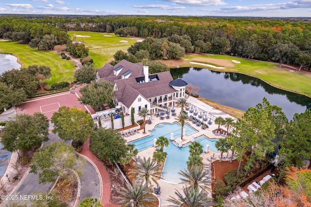 bird's eye view featuring a water view