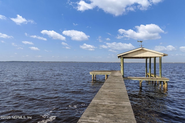 dock area featuring a water view