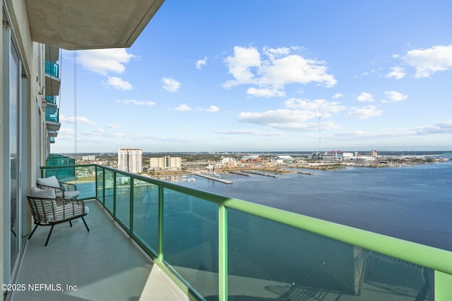 balcony with a water view