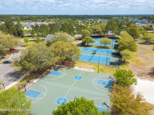 view of basketball court with tennis court