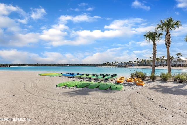 property view of water featuring a view of the beach