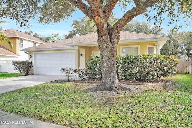 view of front of home featuring a garage and a front yard