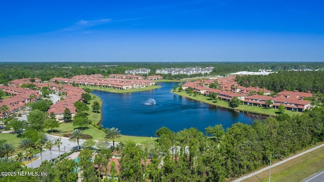 aerial view with a water view and a residential view