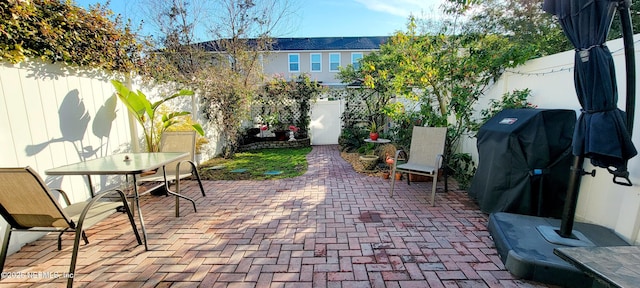 view of patio / terrace with a grill