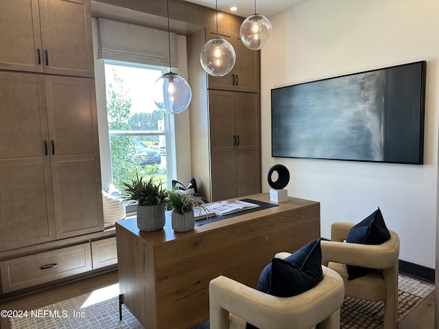 office area featuring dark hardwood / wood-style flooring