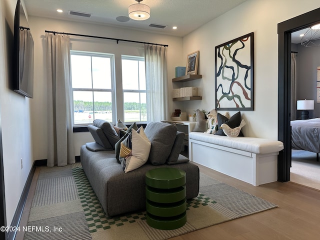 interior space with light hardwood / wood-style flooring