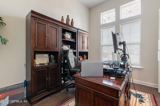 office area featuring dark hardwood / wood-style flooring