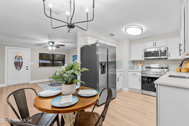 kitchen with sink, white cabinetry, decorative backsplash, and appliances with stainless steel finishes