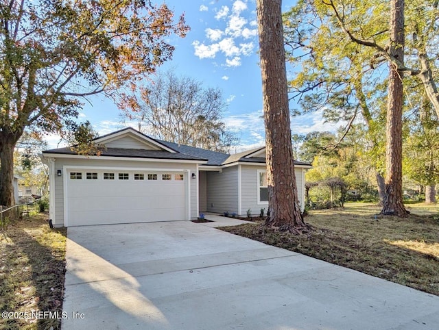 single story home with a garage