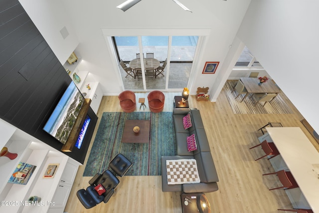 living room with hardwood / wood-style floors