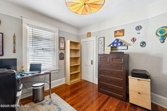 office featuring dark wood-type flooring