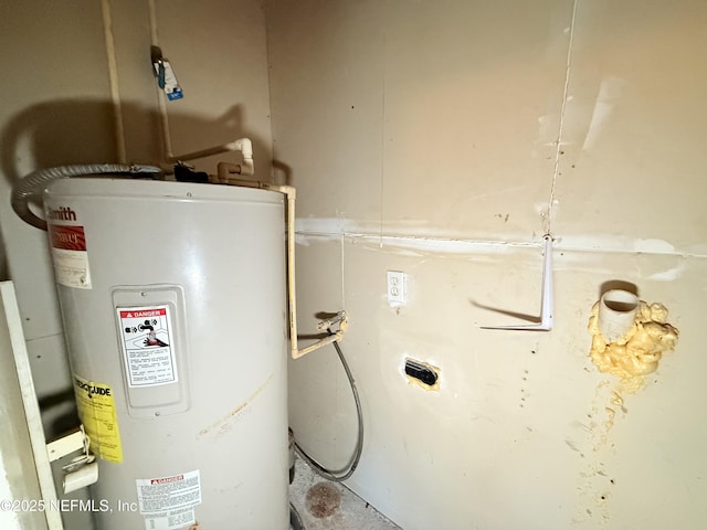 utility room with electric water heater