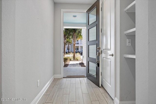 interior space with light hardwood / wood-style flooring