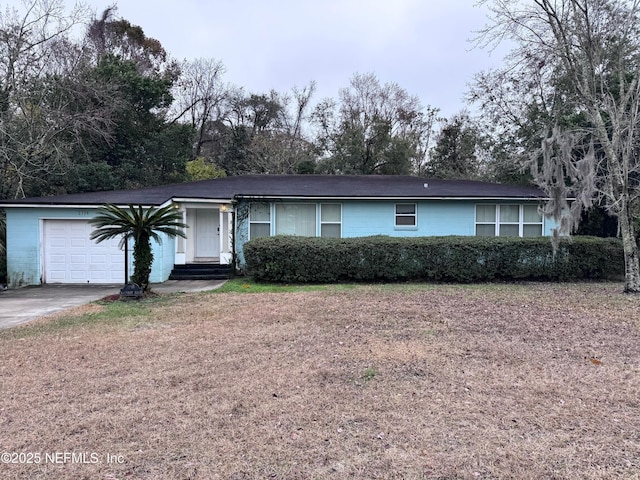 single story home with a garage