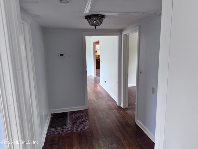 hallway featuring dark hardwood / wood-style flooring