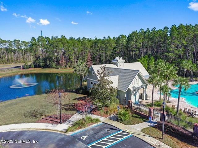 bird's eye view featuring a water view