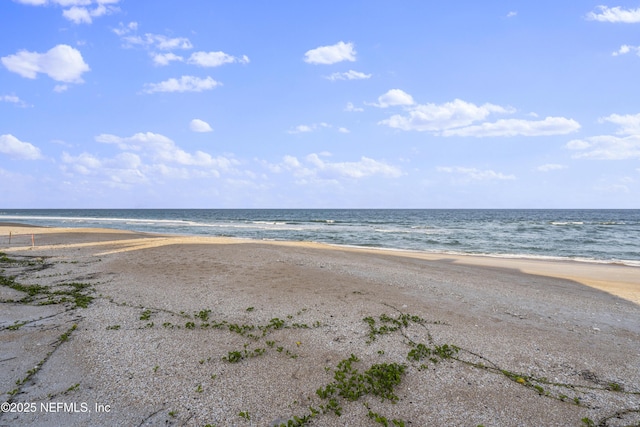 view of water feature with a view of the beach