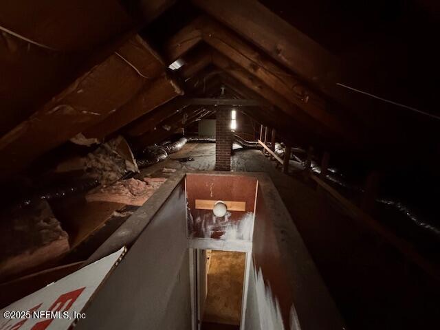 view of unfinished attic