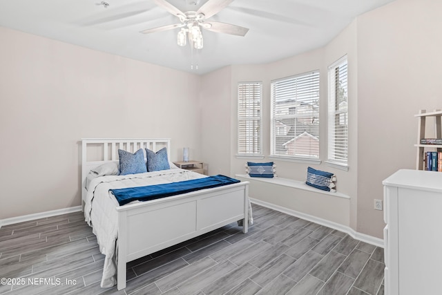 bedroom featuring ceiling fan