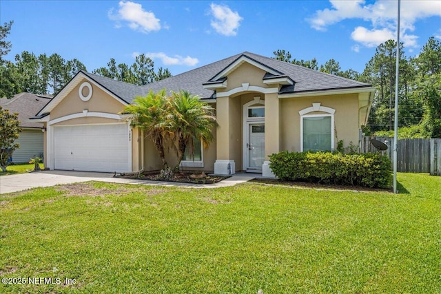 1560 Timber Trace Dr, Saint Augustine, FL 32092 - single story home with stucco siding, concrete driveway, a shingled roof, and a garage