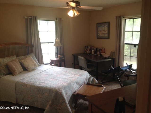 bedroom featuring ceiling fan