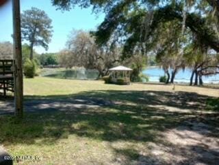 view of yard with a water view