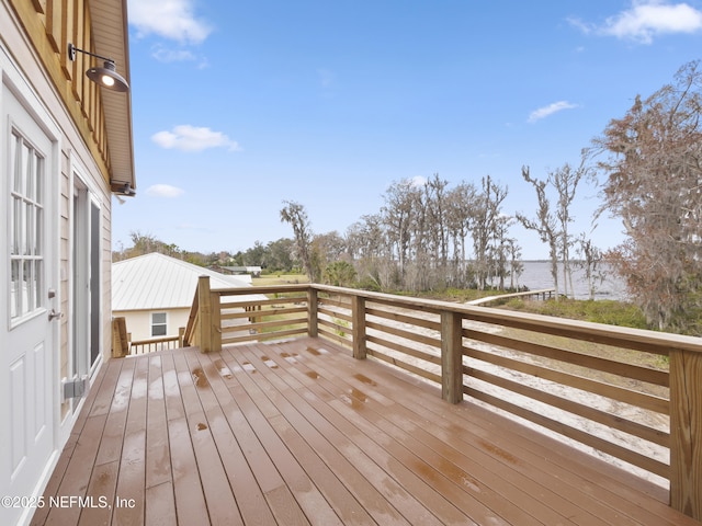 deck with a water view