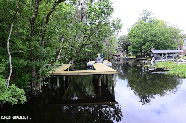 view of dock featuring a water view