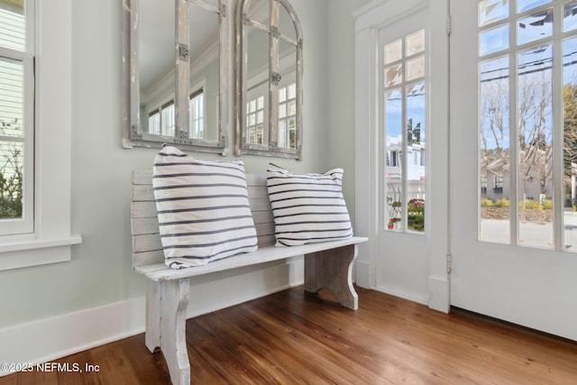 mudroom with hardwood / wood-style flooring