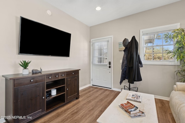 living room featuring light wood-type flooring