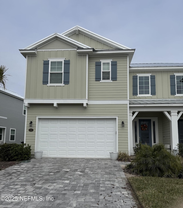 view of front of house with a garage