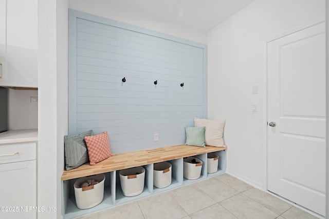 mudroom featuring light tile patterned floors