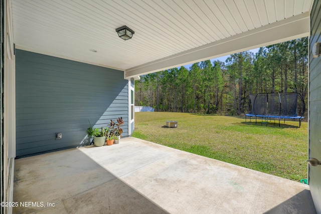 view of patio / terrace with a trampoline