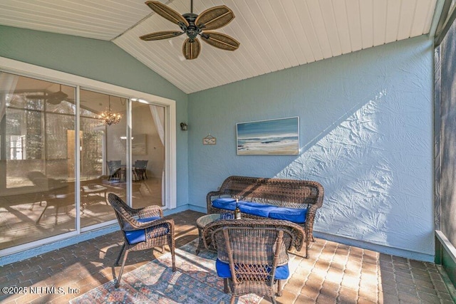 view of patio / terrace with ceiling fan and an outdoor hangout area