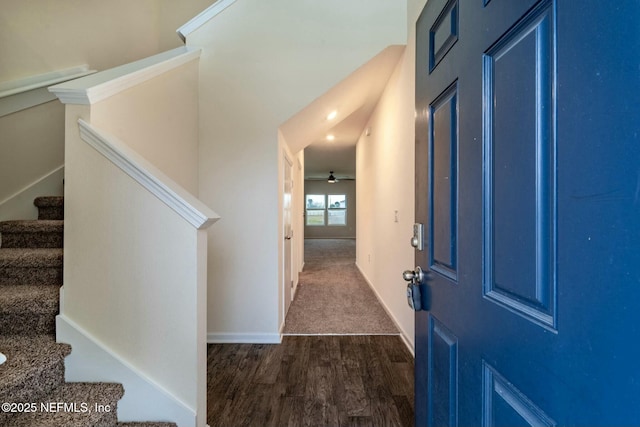 entrance foyer with dark wood-type flooring