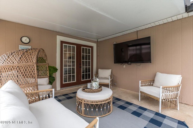 view of patio with french doors and an outdoor hangout area