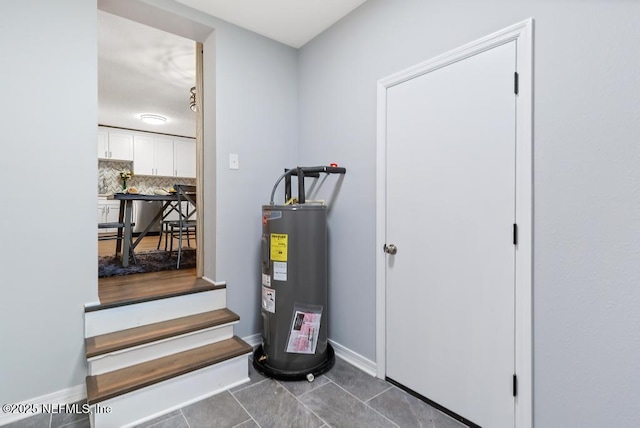 utility room with water heater