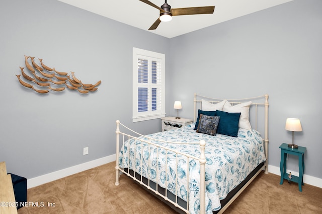 bedroom featuring carpet floors and ceiling fan