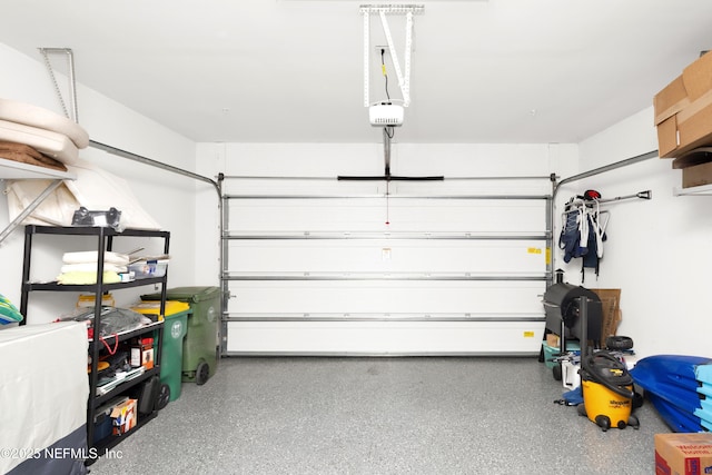 garage with a garage door opener