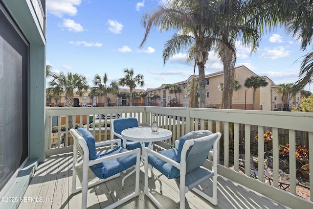 wooden balcony with a wooden deck