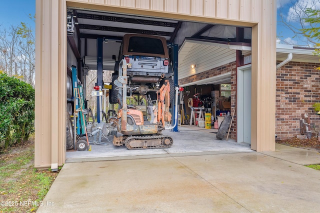 view of garage