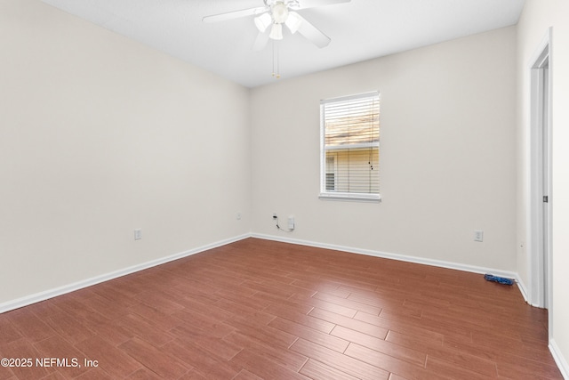 unfurnished bedroom featuring hardwood / wood-style flooring and ceiling fan