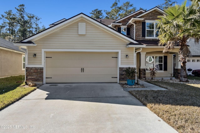 craftsman inspired home with a garage