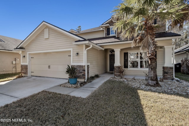 craftsman-style home featuring a garage