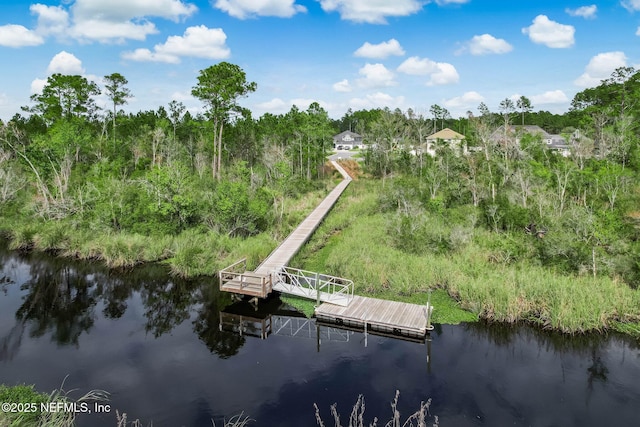 view of dock featuring a water view